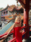 SOPHIA RED TUBE MAXI DRESS