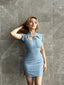 JIA LING CUT OUT LACE BLUE DRESS