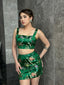 JIA AI GREEN JACQUARD TOP AND SKIRT SET