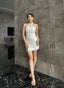 JIA PING WHITE HALTERNECK MINI QIPAO